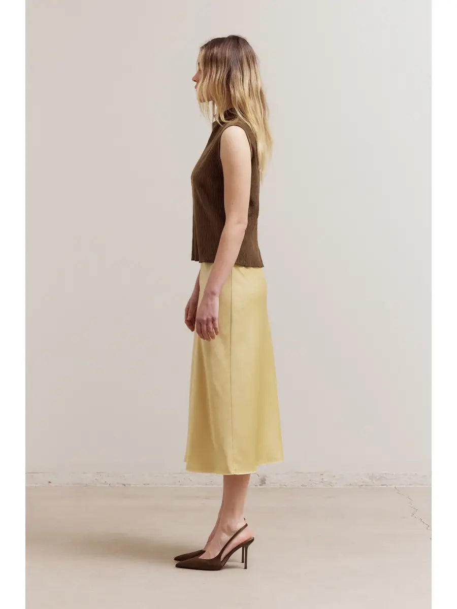 Satin Mermaid Fit Skirt - Daffodil