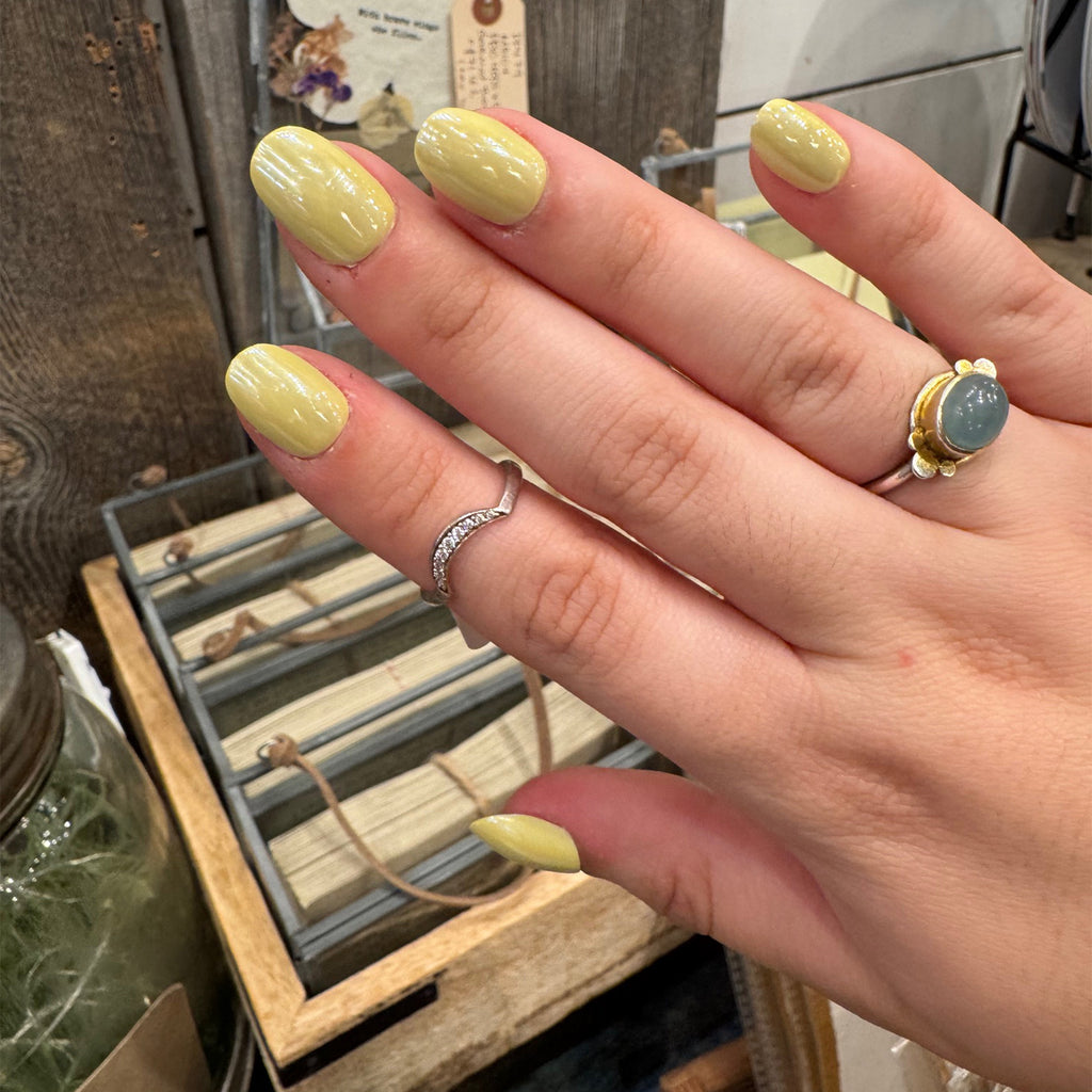 ***Silver & Gold Plated Ring with Aquamarine Stone