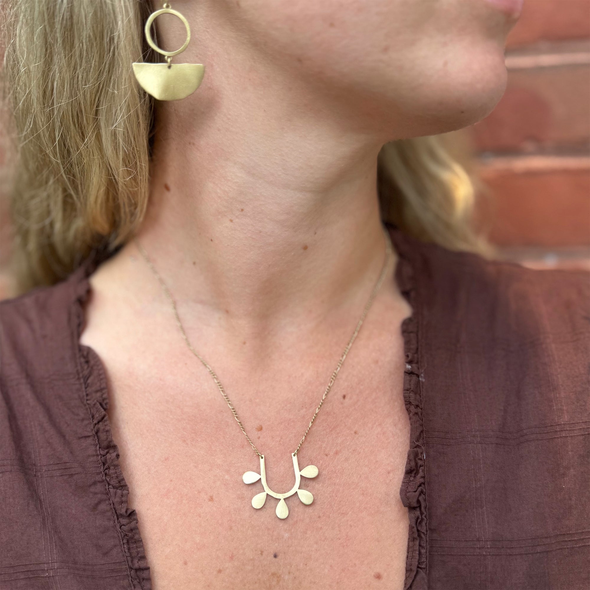 Brass Petal Loop Necklace