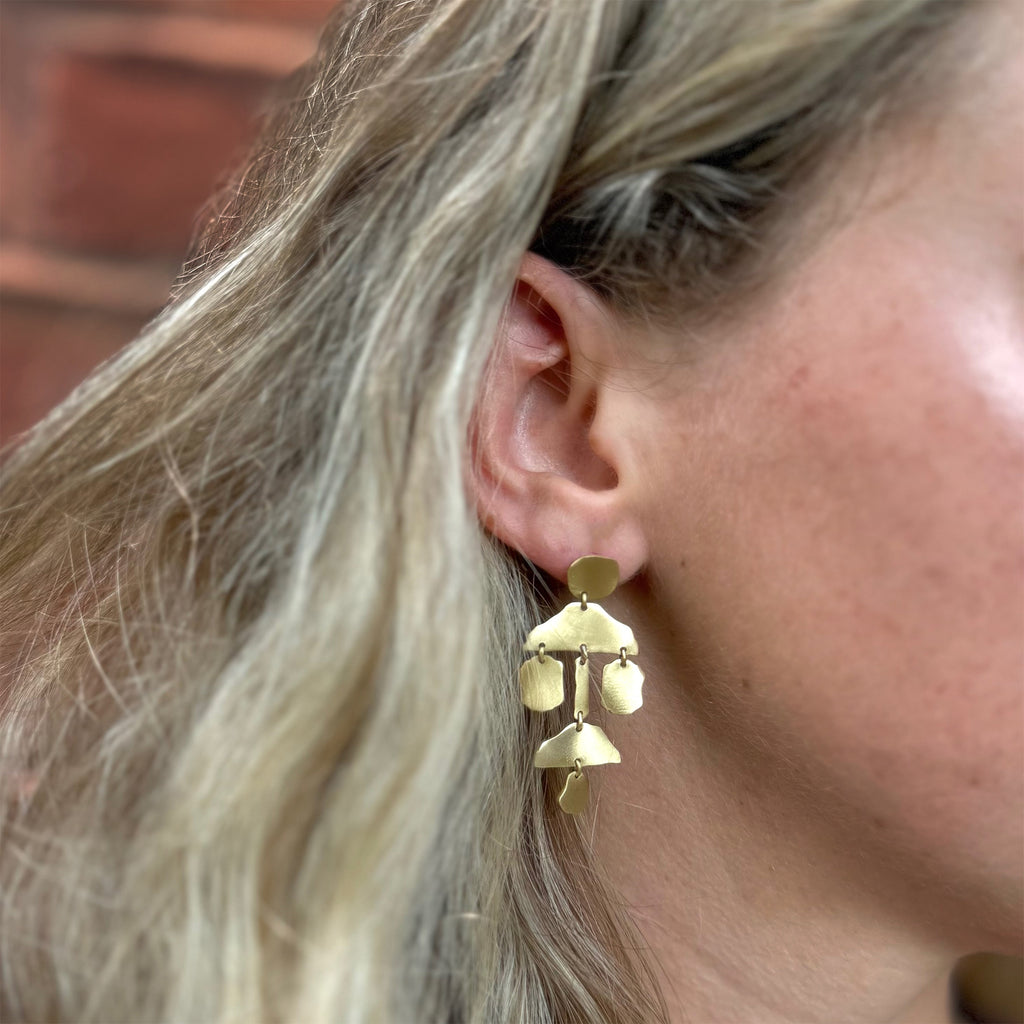 Brass Organic Shape Dangle Earrings