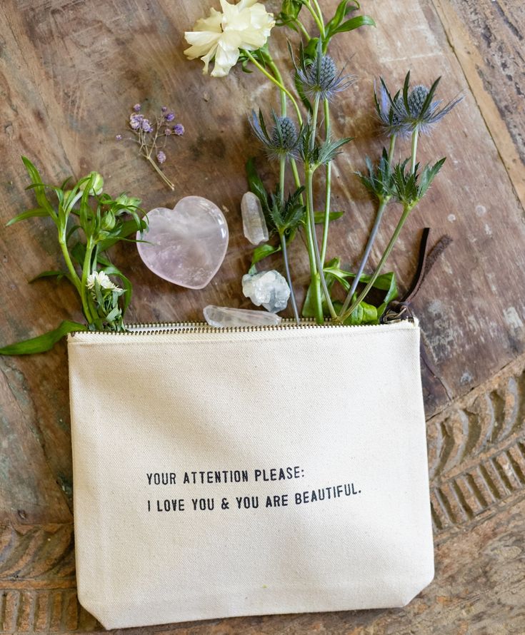 Your Attention Please Canvas Zip Bag 8.5"x7.5"