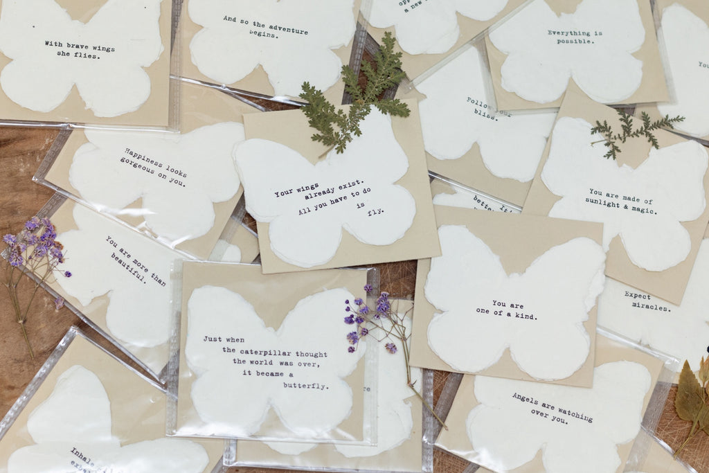 Butterfly Mini Deckled Cards & Envelopes - Assorted Set of 25