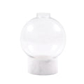 ***Large Round Glass Dome Vase on White Marble Base - 8" x 8" x 10.5"