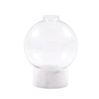 ***Large Round Glass Dome Vase on White Marble Base - 8" x 8" x 10.5"