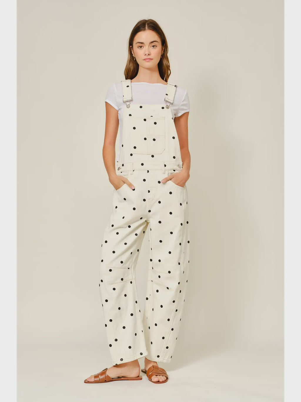 Slouchy Relax Fit Denim Overall - Polka Dot