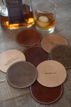Bottoms Up Leather Coaster in Auburn - Set of 4