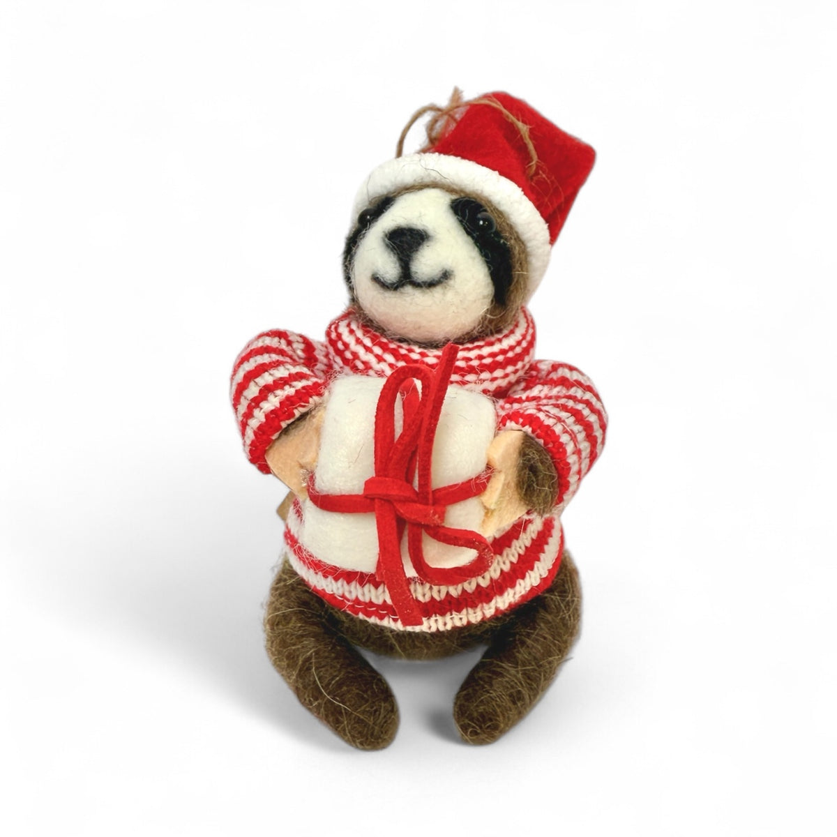 Sloth With Red & White Sweater Ornament - Snuggle of Sloths Collection