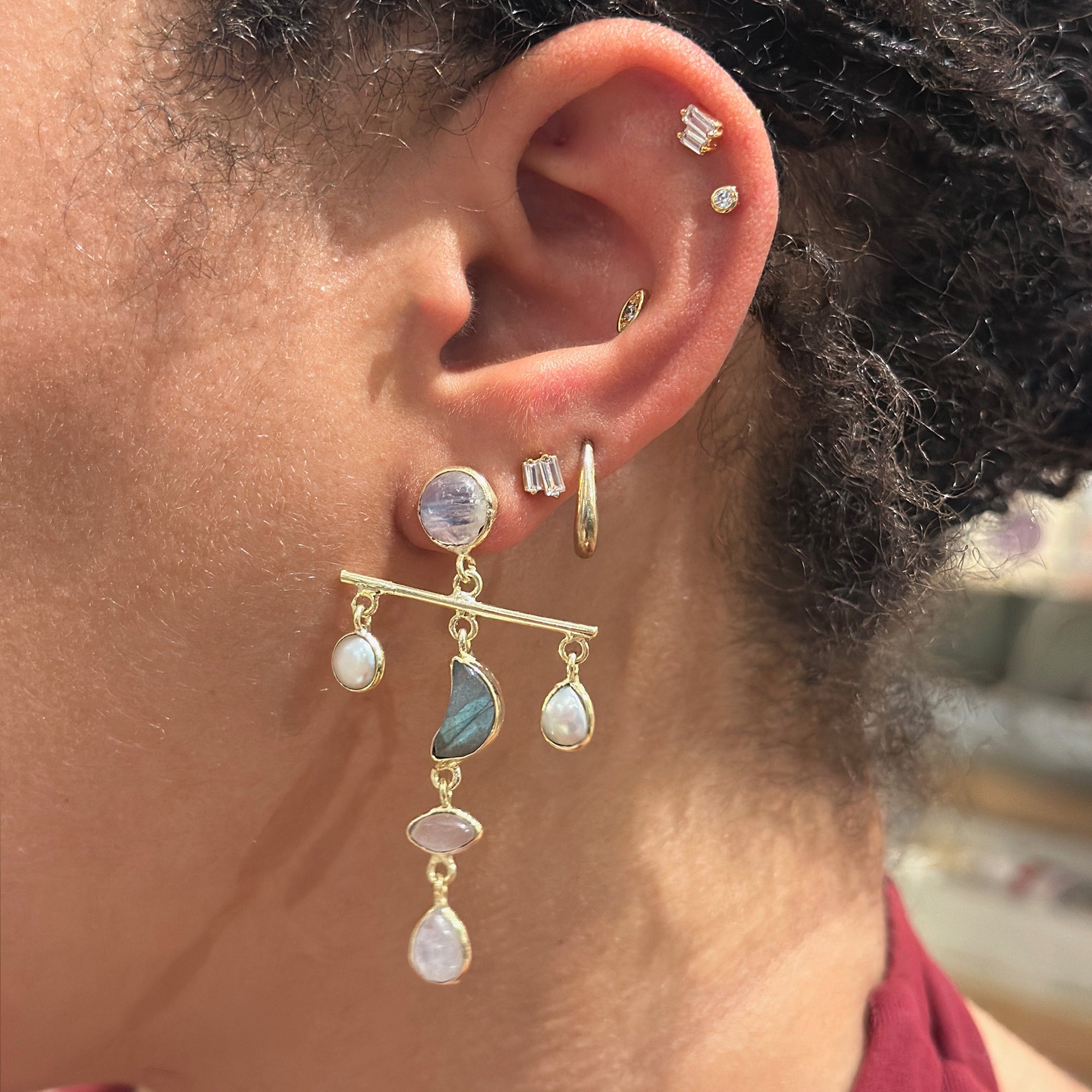 ***Crescent Moon Multi-Stone Mobile Dangles