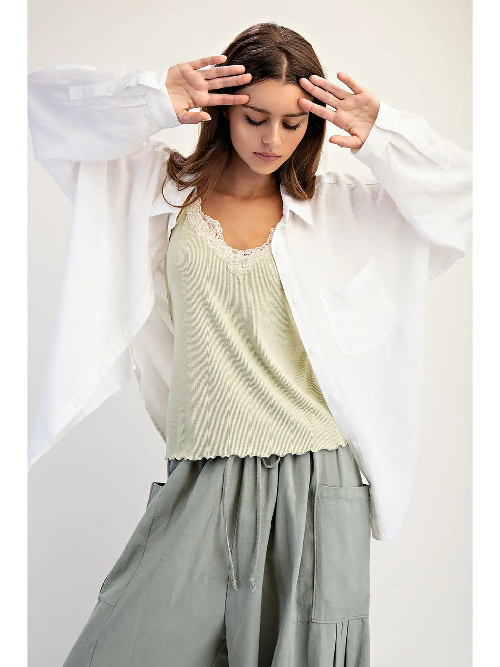 Soft Linen Blend Shirt, White