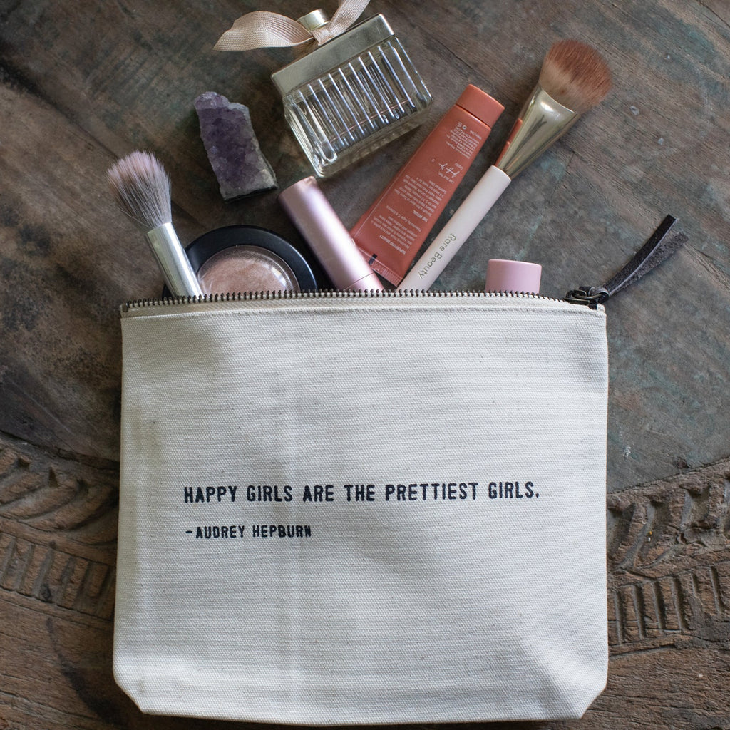 Happy Girls (Audrey Hepburn) Canvas Zip Bag- Sunflower