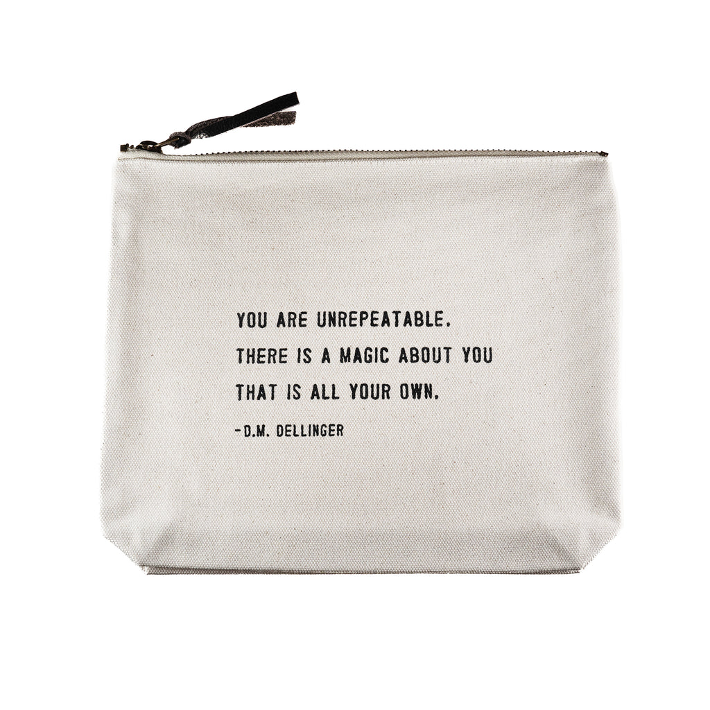 You Are Unrepeatable (D.M. Dellinger) Canvas Zip Bag 8.5"x7.5"