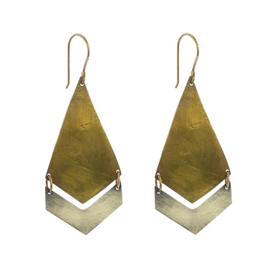 Orion Earrings, Arrow, Brass & Silver