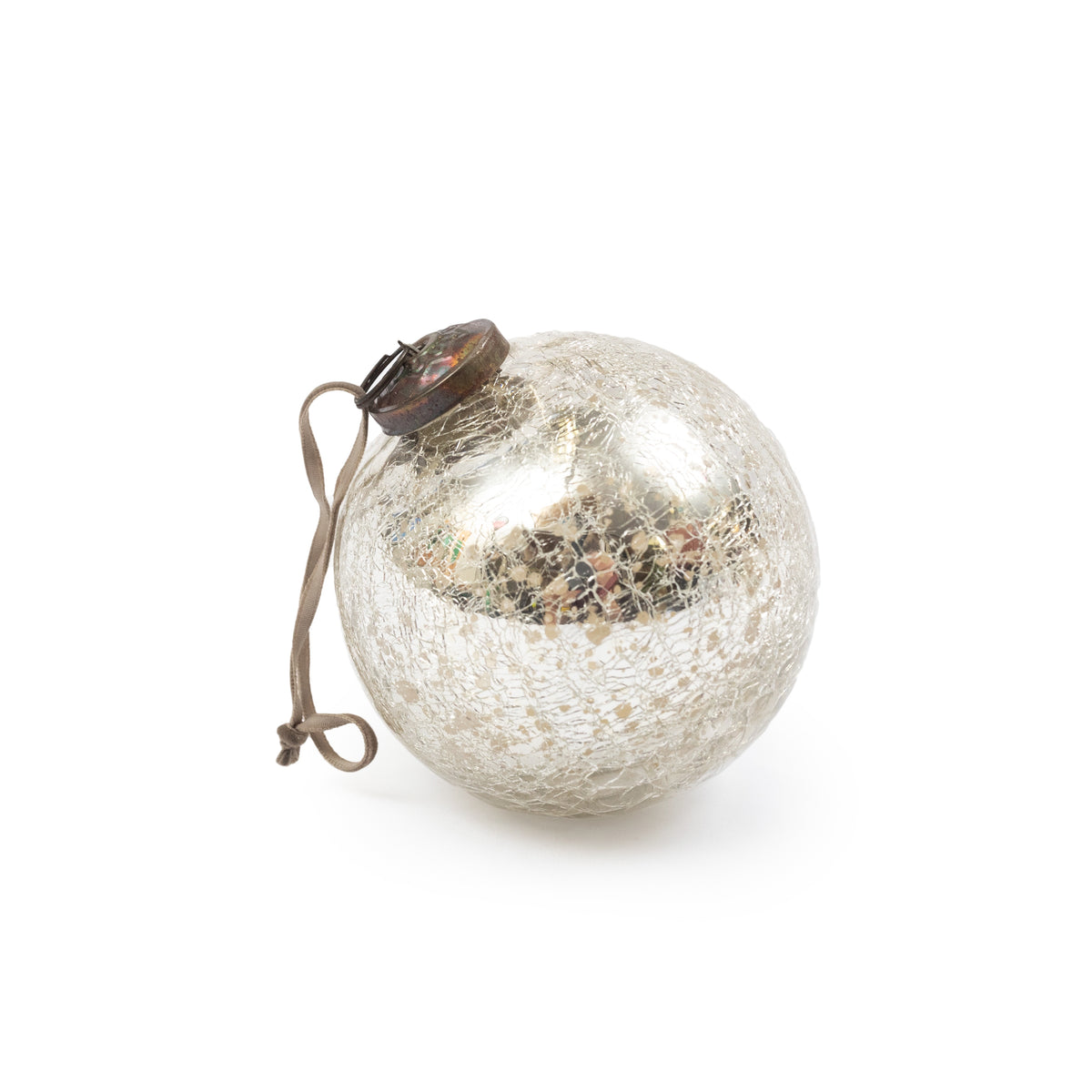 Silver Ball Round Glass Ornament