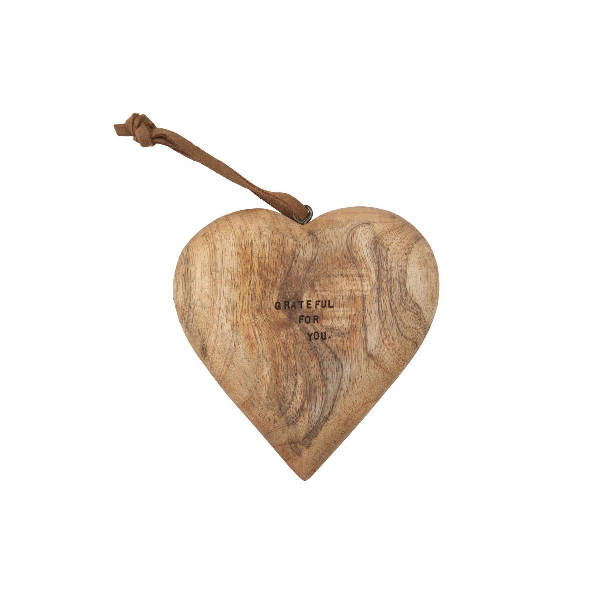 Grateful For You - Engraved Wood Heart-Large