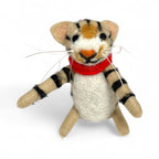Tan & White Naughty Kitten With Red Scarf Ornament