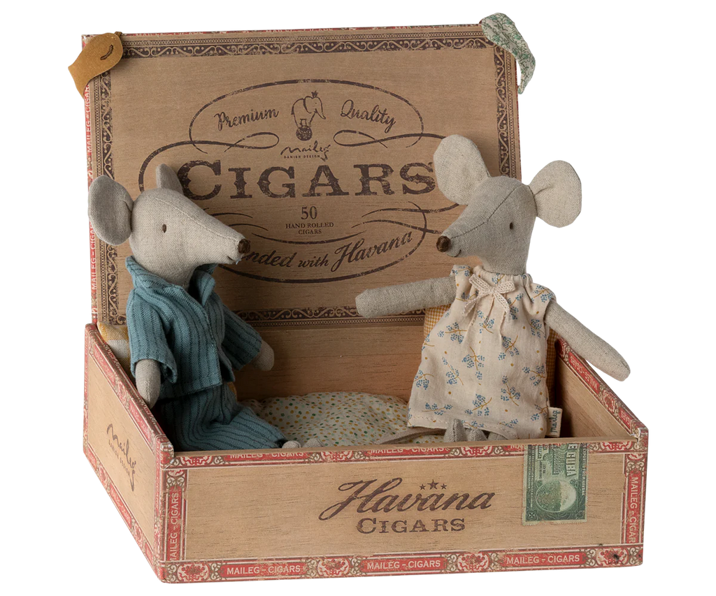 Mum and dad Mouse in Cigar Box