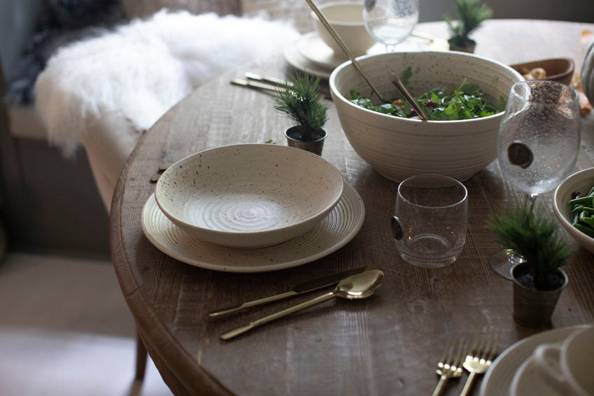 Ribbed Ceramic Speckled Soup/Pasta Bowl