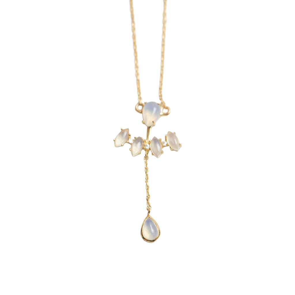 Moonstone Teardrop Dangle Necklace