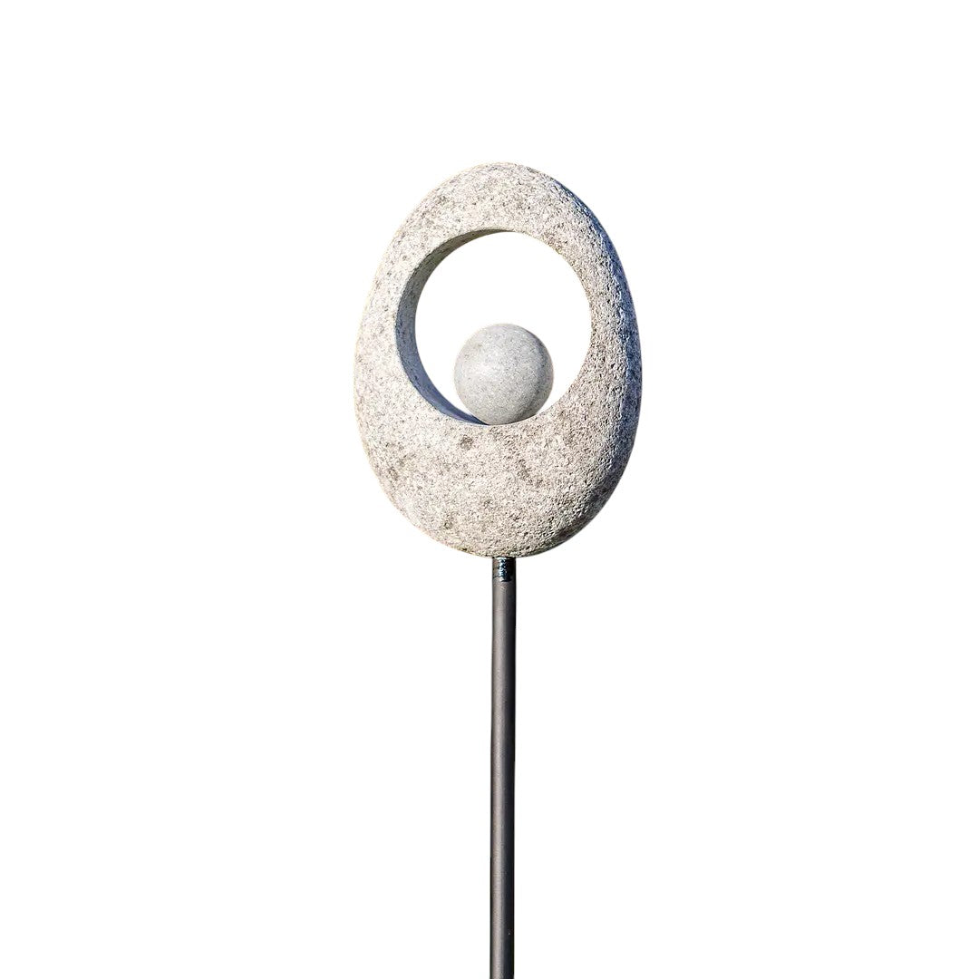 Moon Stone Stone Ball Garden Stake