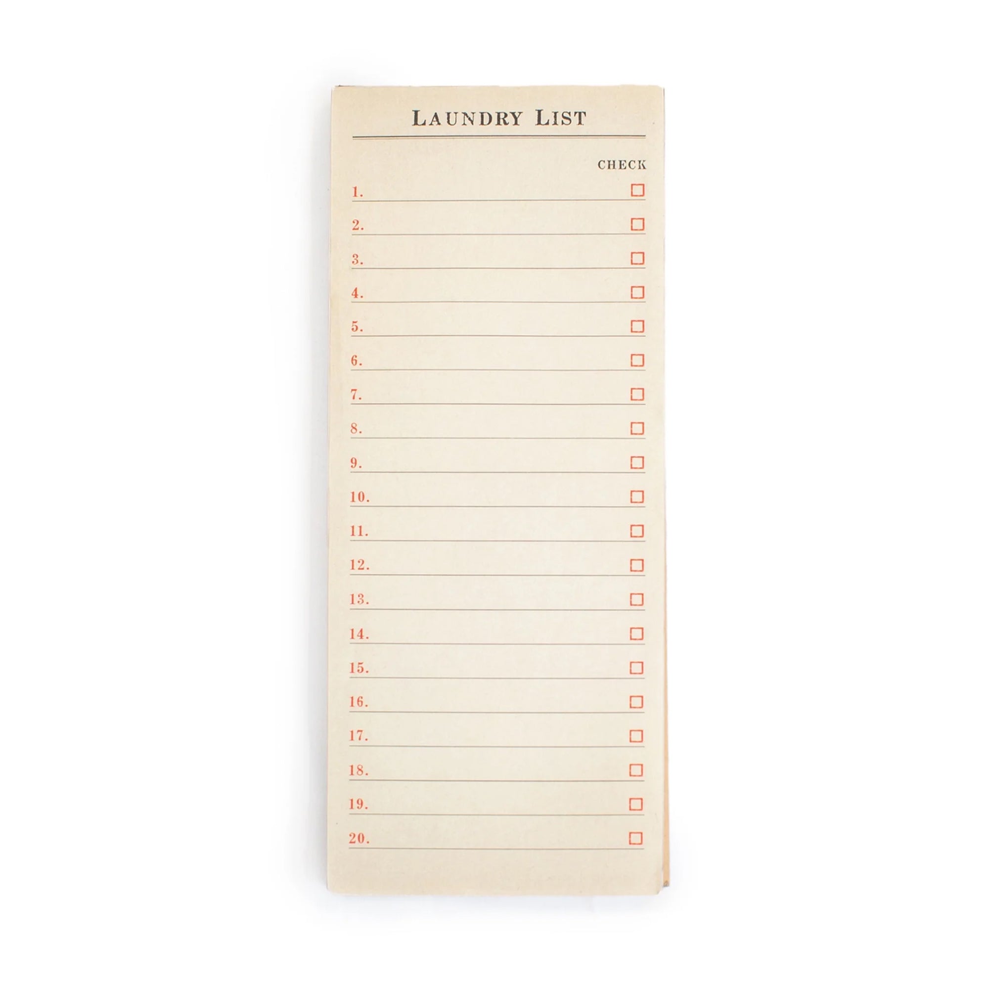 ***Laundry List Skinny Notepad 4" x 10"