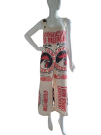Vintage Print Jumpsuit w/ Straps