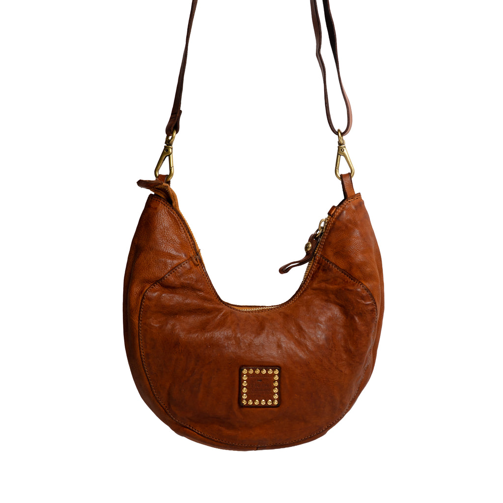 Shoulder Bag in Cowhide Leather, Cognac