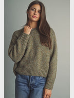 Multicolor Flecked Crewneck Sweater - Olive
