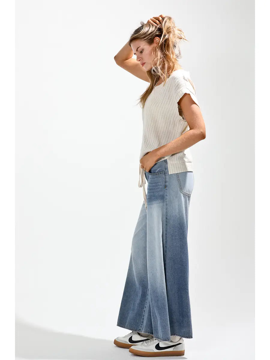 Ombre Dyed Wide Denim Pants