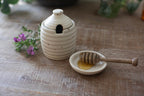 Ribbed Ceramic Speckled Honey Pot