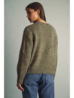 Multicolor Flecked Crewneck Sweater - Olive