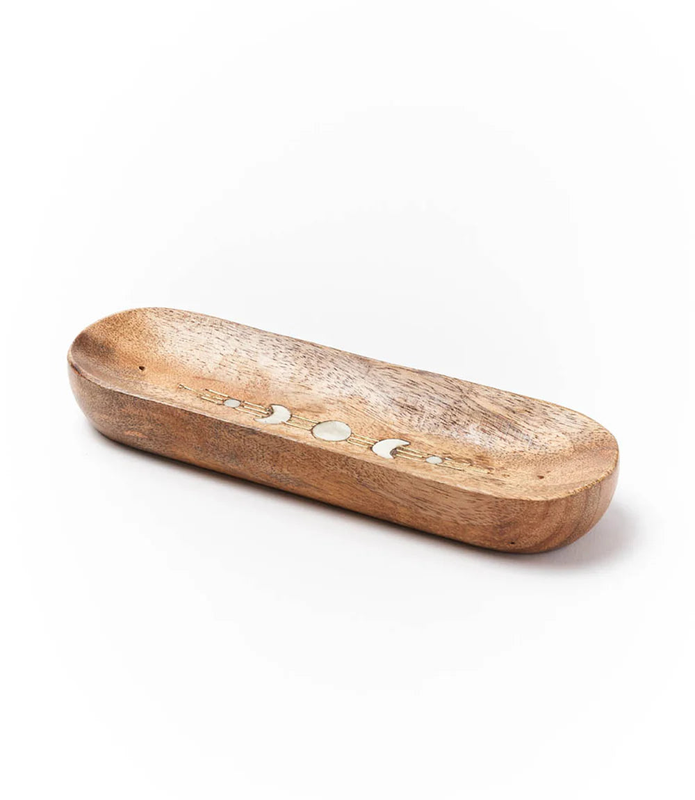 Indukala Moon Phase Double Incense Holder - Mother of Pearl