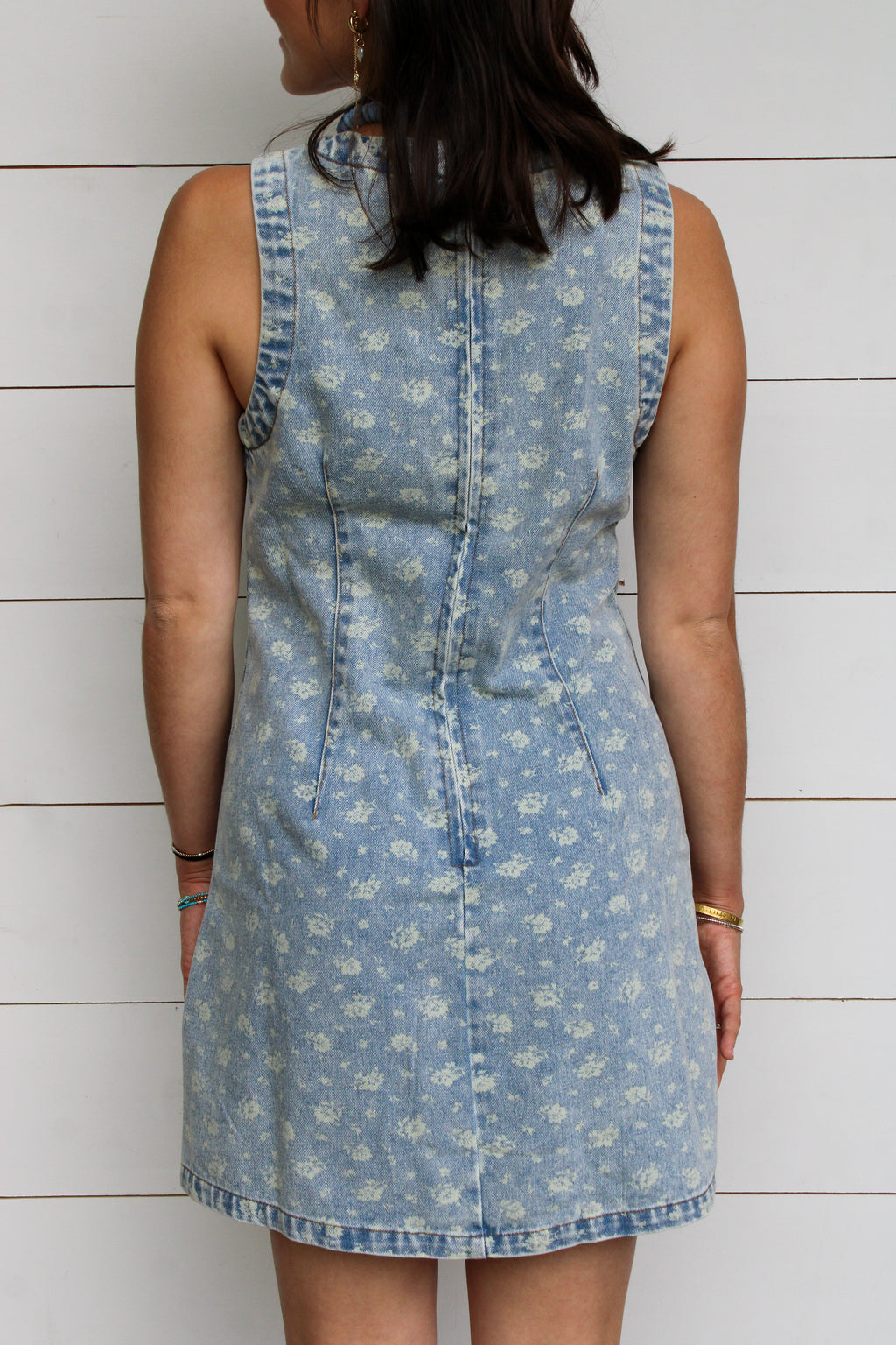 Denim Dress with Flower Print