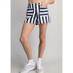 Mineral Washed Striped Shorts, Midnight