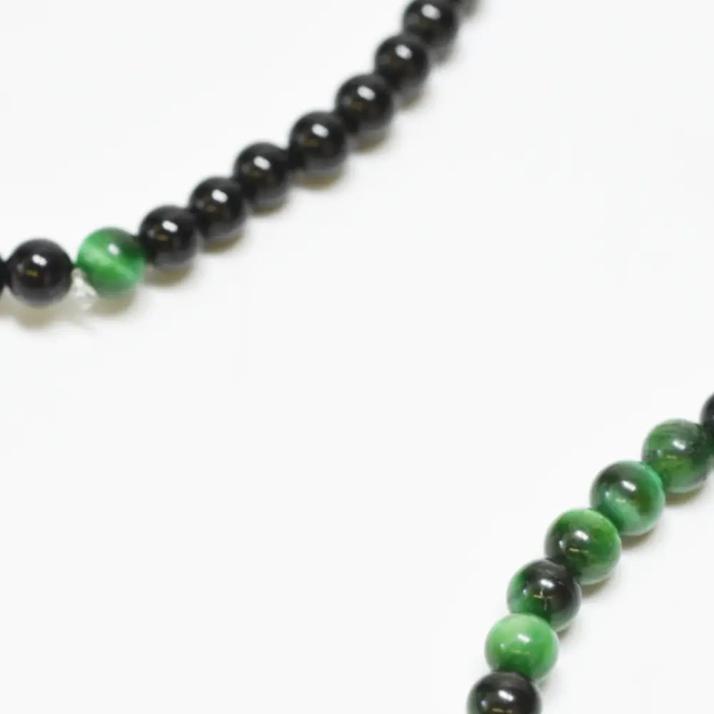 Onyx / Green Tiger Eyes Beaded Bracelet Set
