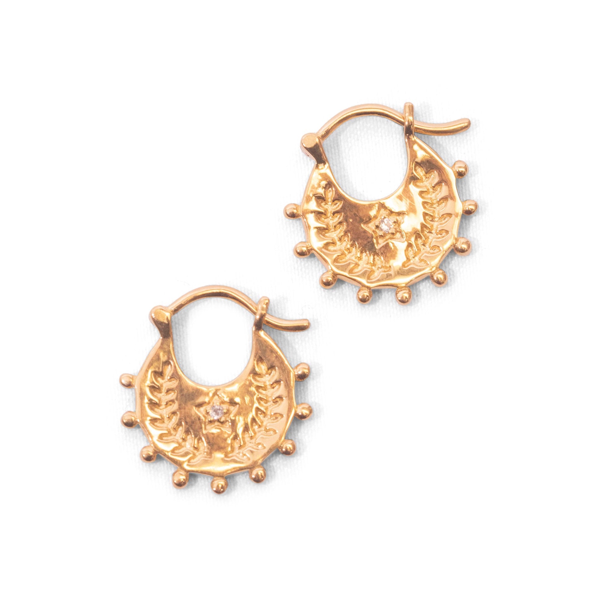 ***White Topaz Small Hoop Earrings - Gold Plated Brass