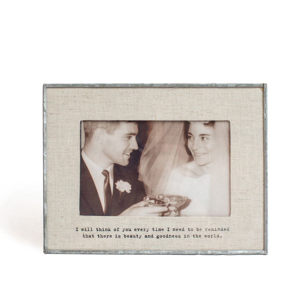 "I Will Think Of You" Zinc Linen  Frame 6"x4" Horizontal