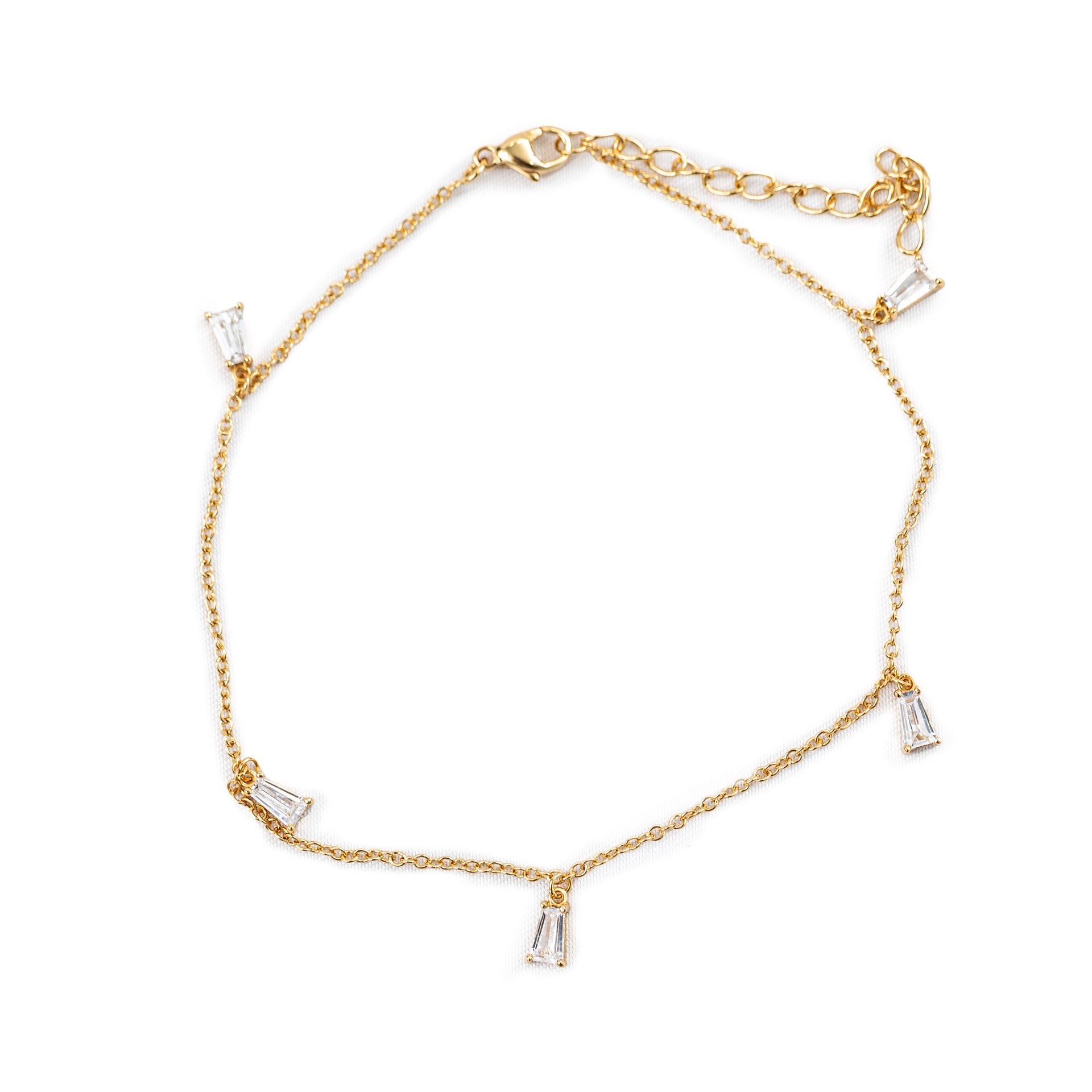 Multi Tapered Baguette Anklet - 8.5"