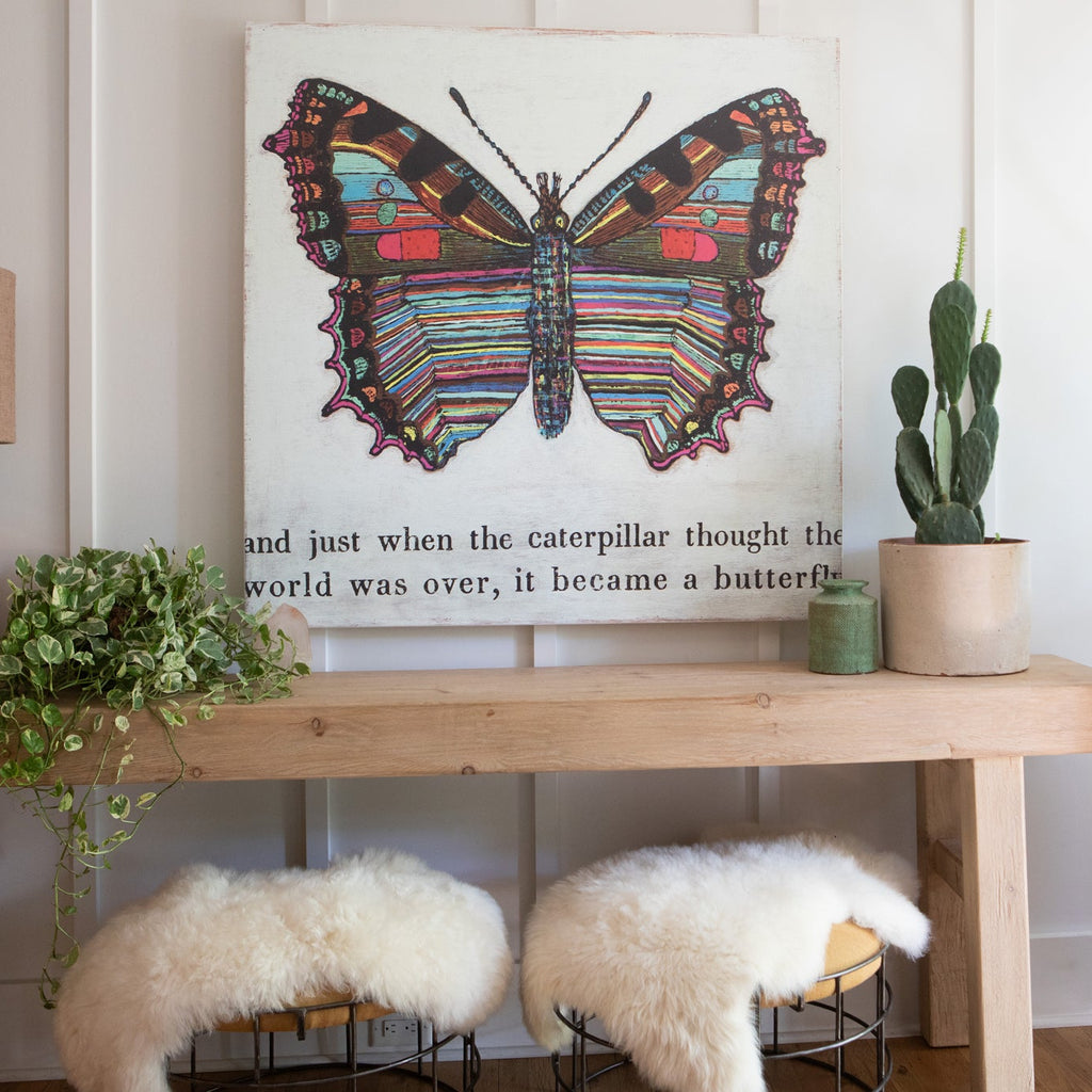 Butterfly Art Print - Grey Wood
