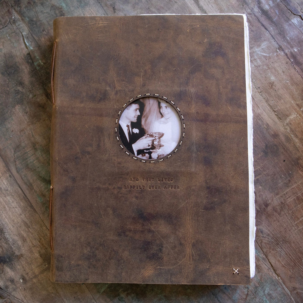 ***Welcome To The World Leather Photo Keeper  - Grey