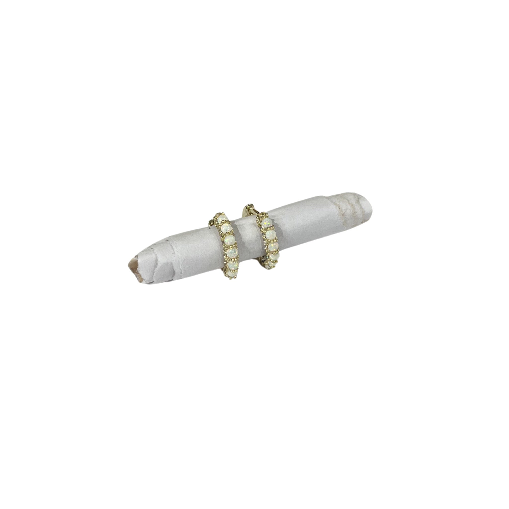 White Opal 6 Huggie Hoop
