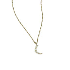 White Opal Crescent Moon pendant necklace