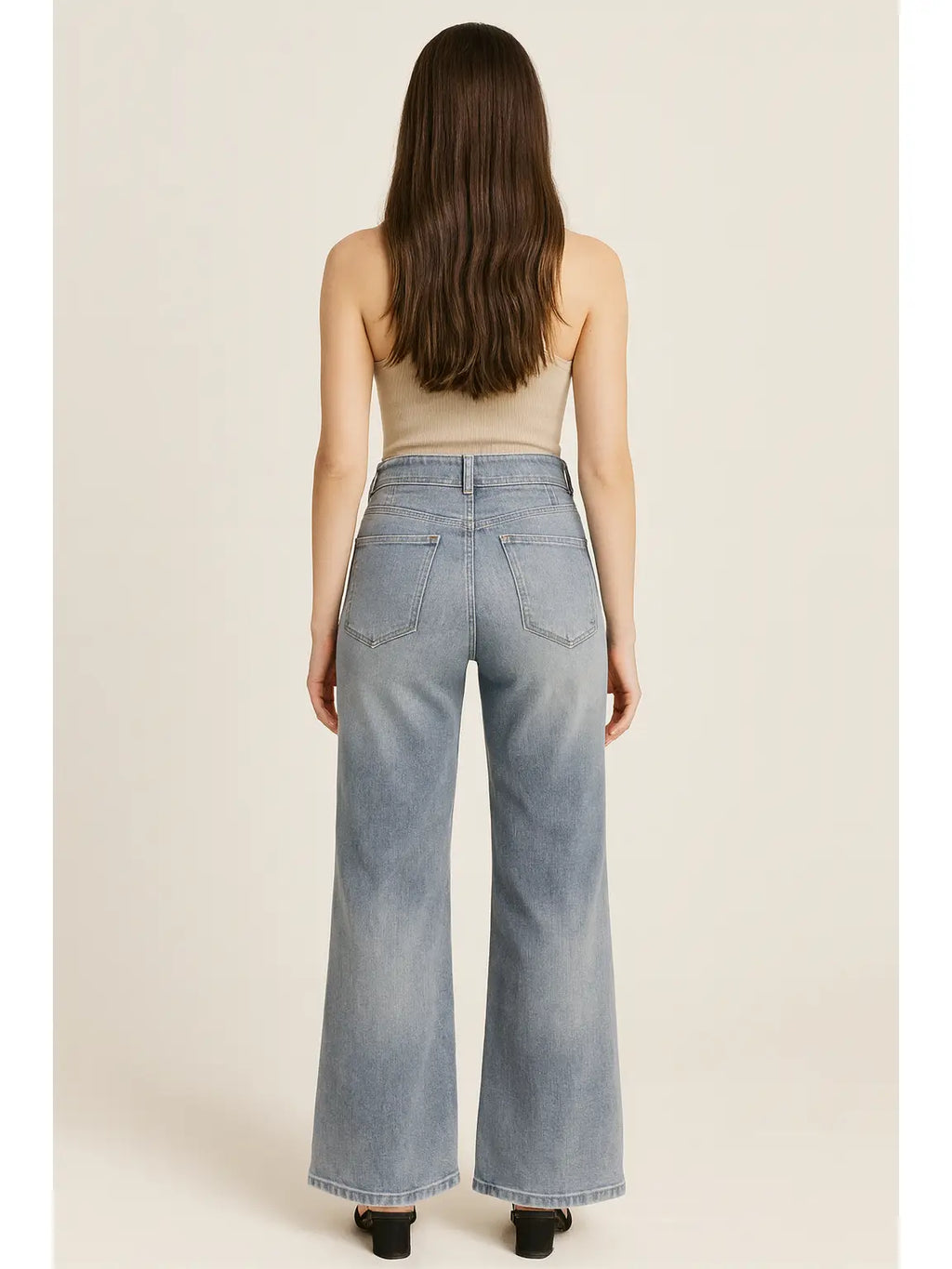 High Waisted Wide Leg Jean, Light