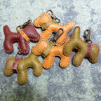 Dog Puffy Leather Keychain