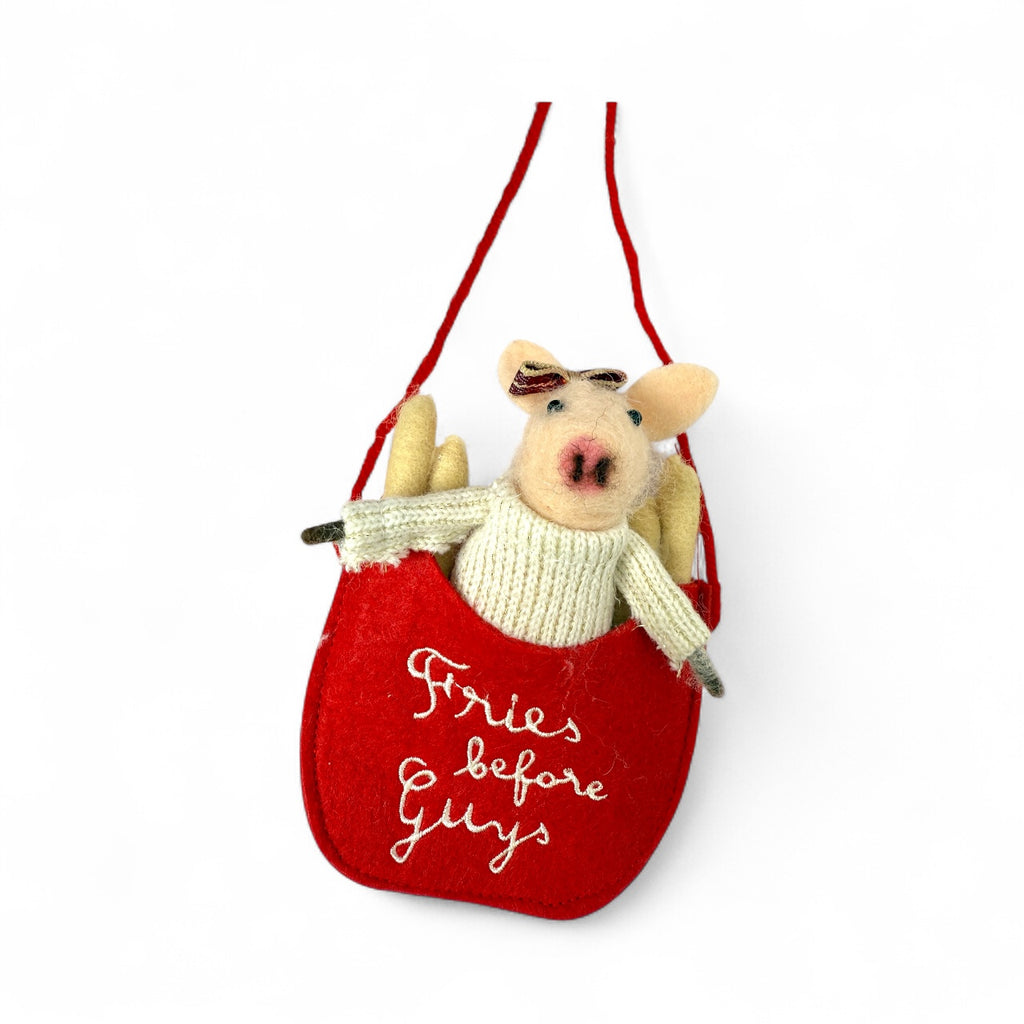 Girl Fries Before Guys Ornament - Felt Festive Fry Collection