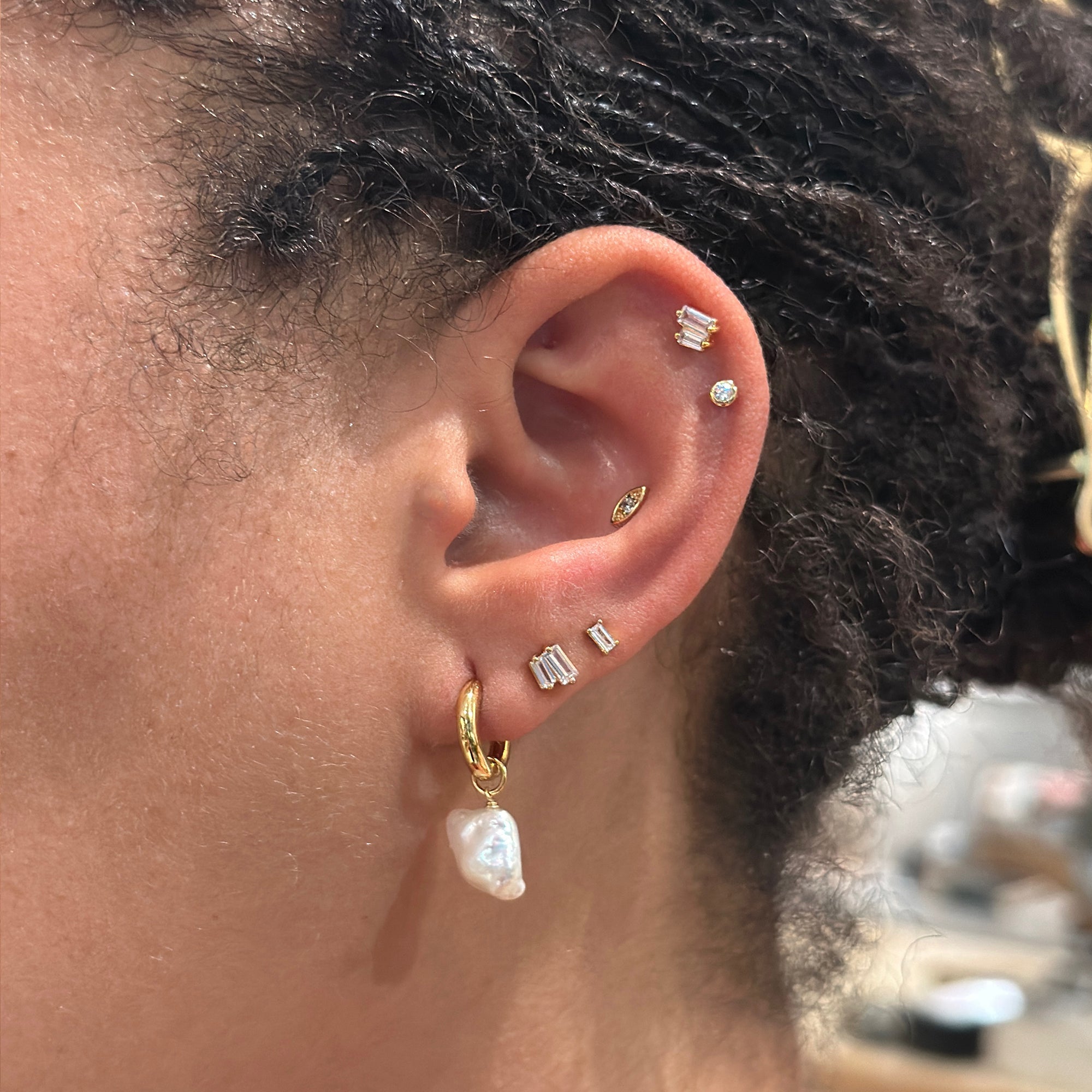 Tiny Bar Crystal Stud Earrings