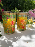 Moroccan Tea Glass Hand Painted Garden