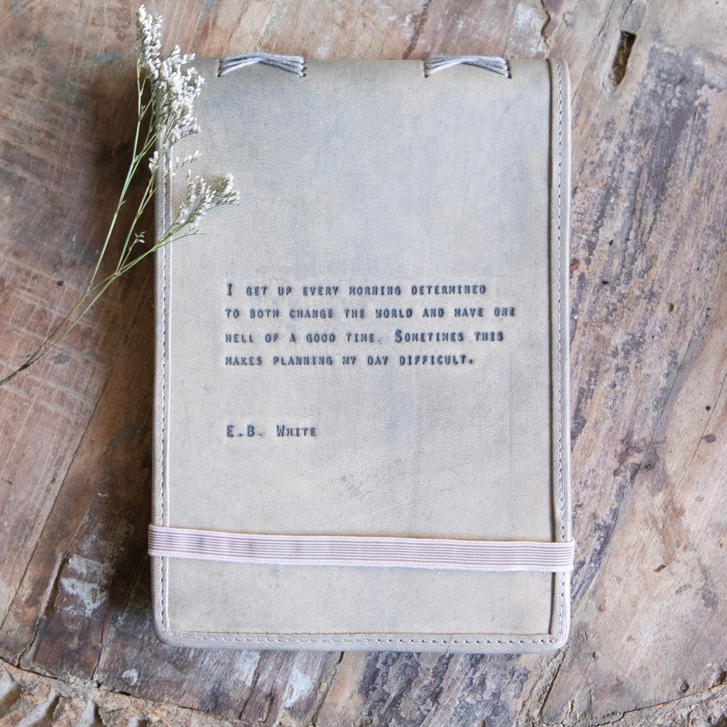 I Get Up Every Morning Signature Leather Journal - Stone
