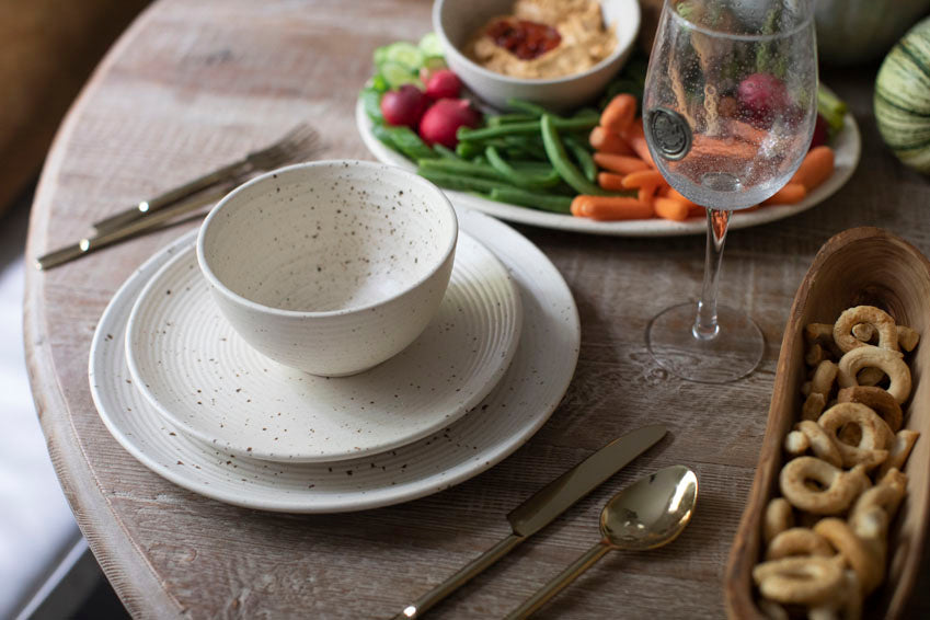 Ribbed Ceramic Speckled Bowl