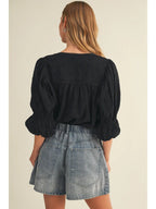 Tiered Flounce Embroidered Poplin Bodysuit