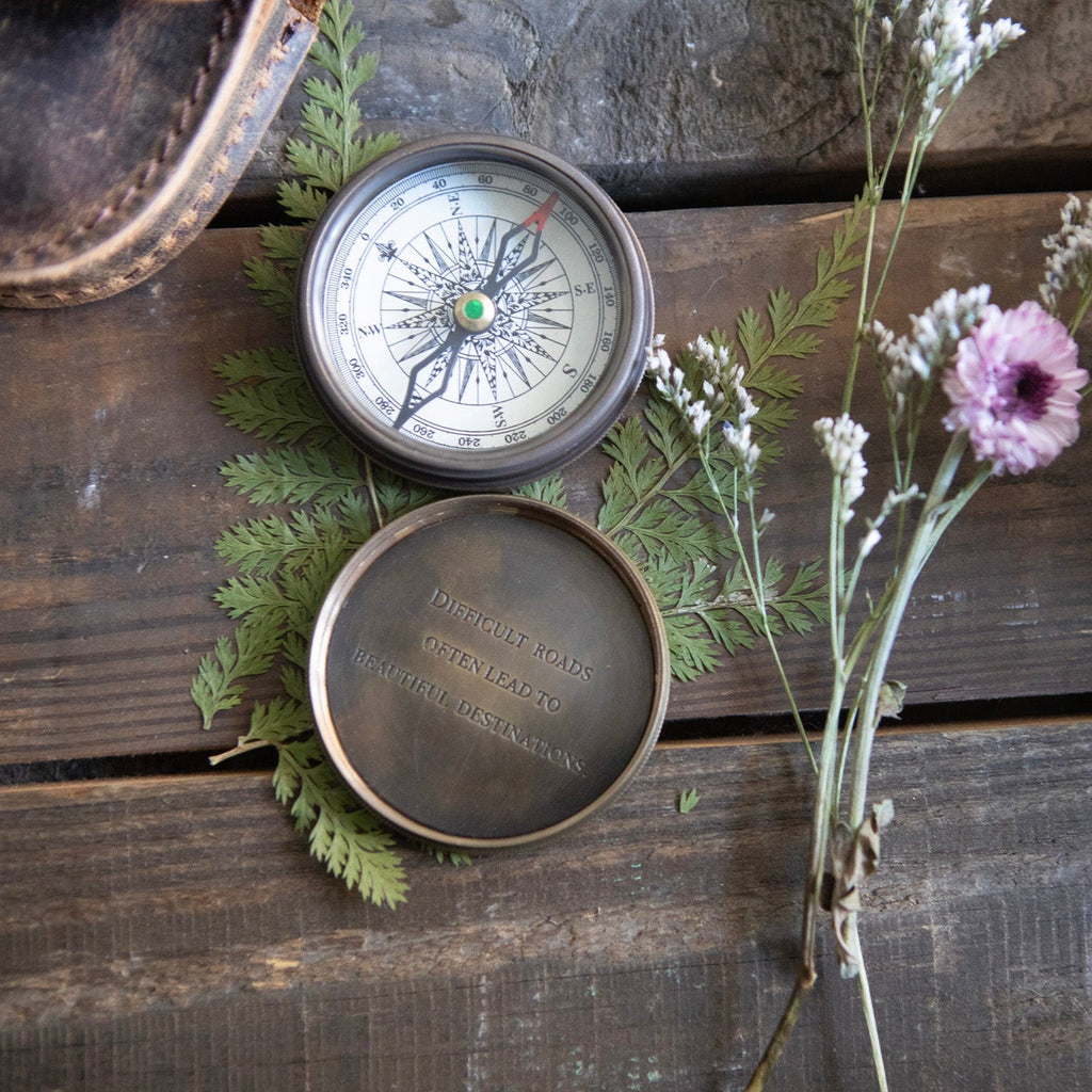 Beautiful Destinations Compass with Leather Pouch